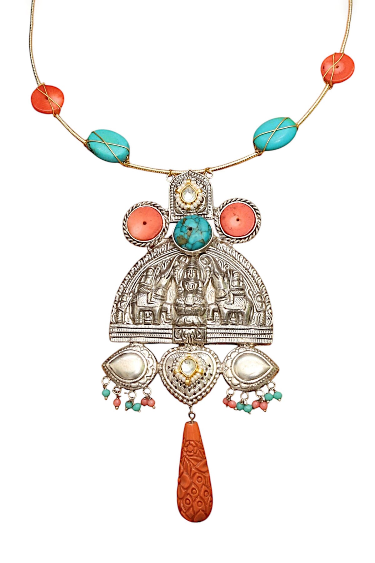 Turquoise Blue Antique Finish Necklace 