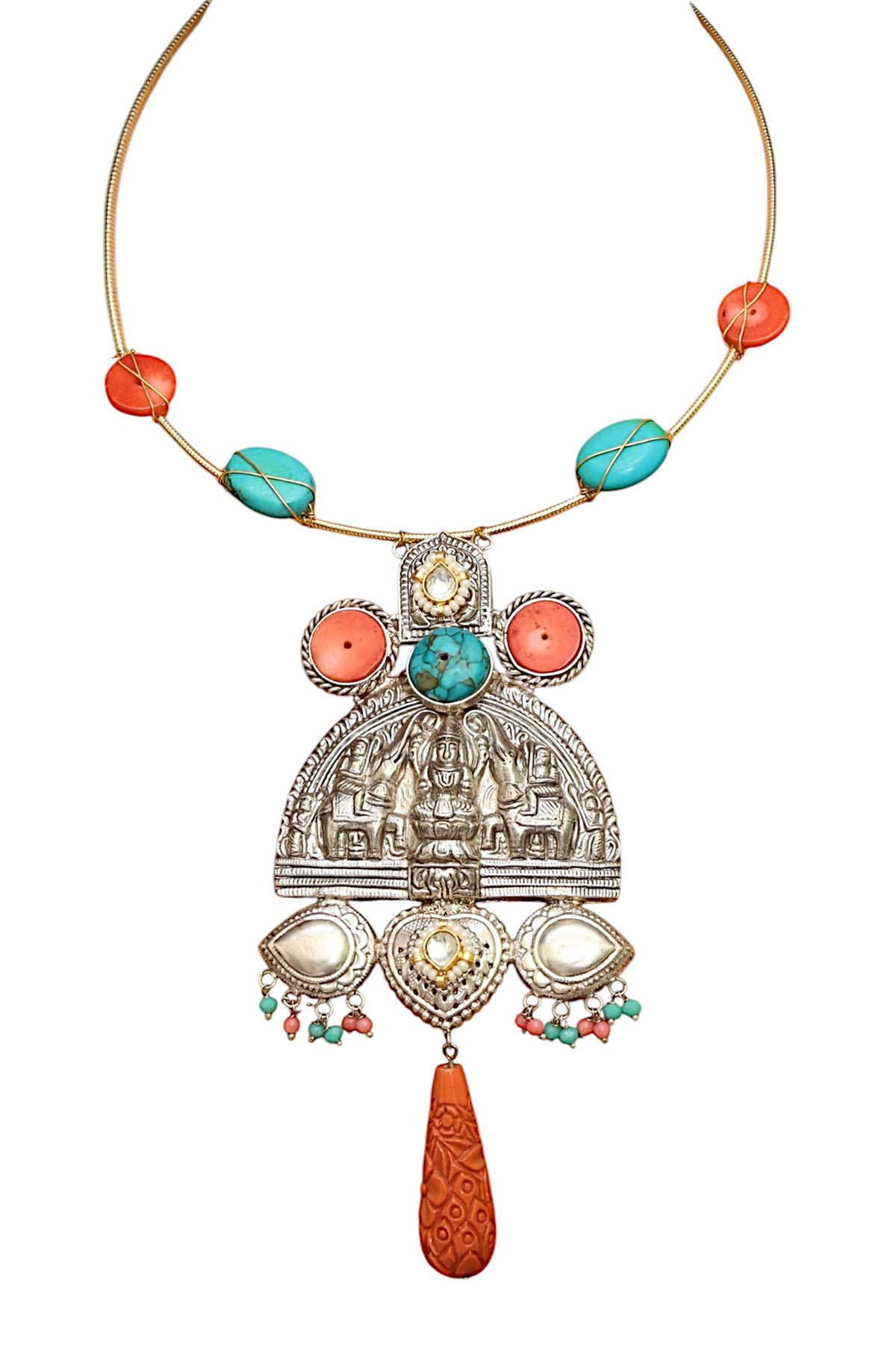Turquoise Blue Antique Finish Necklace 