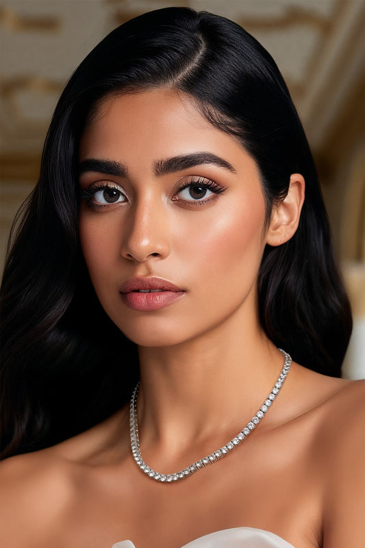 Cubic Zirconia White Finish Necklace 