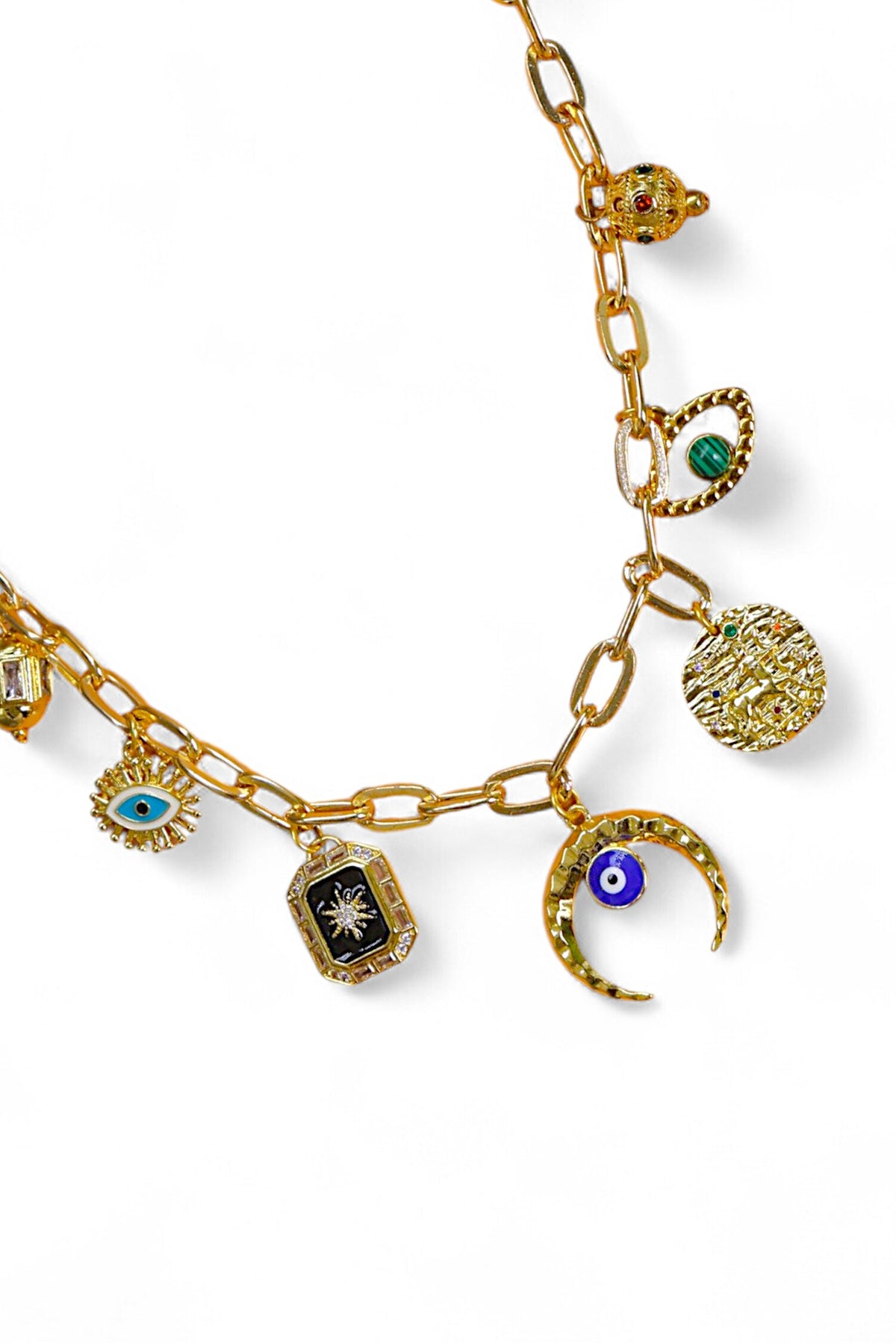 Gold Finish Charm Necklace 