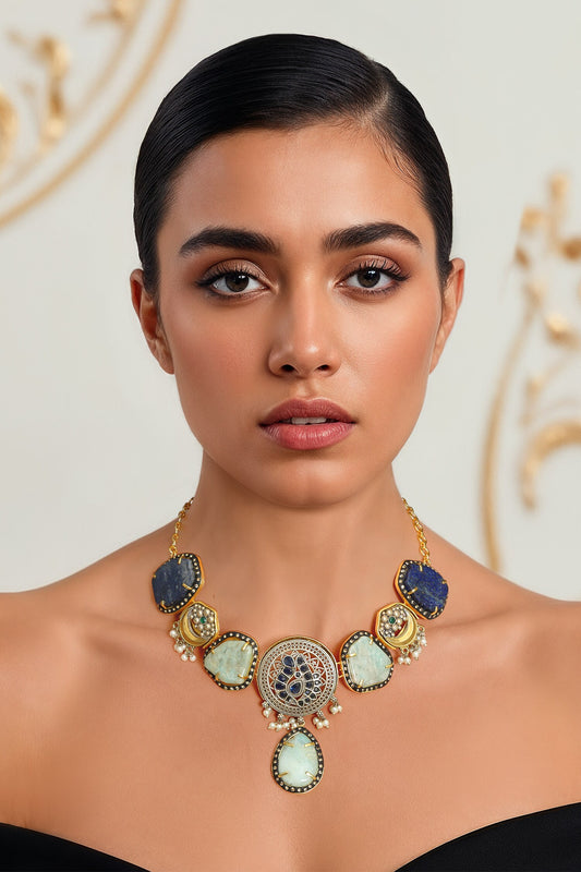 Gold Finish Kundan Necklace 