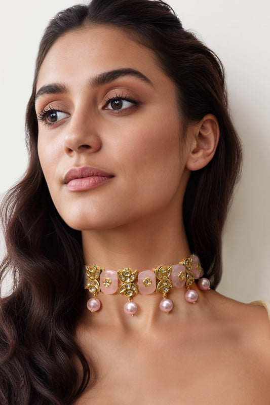 Gold Finish Kundan Necklace 