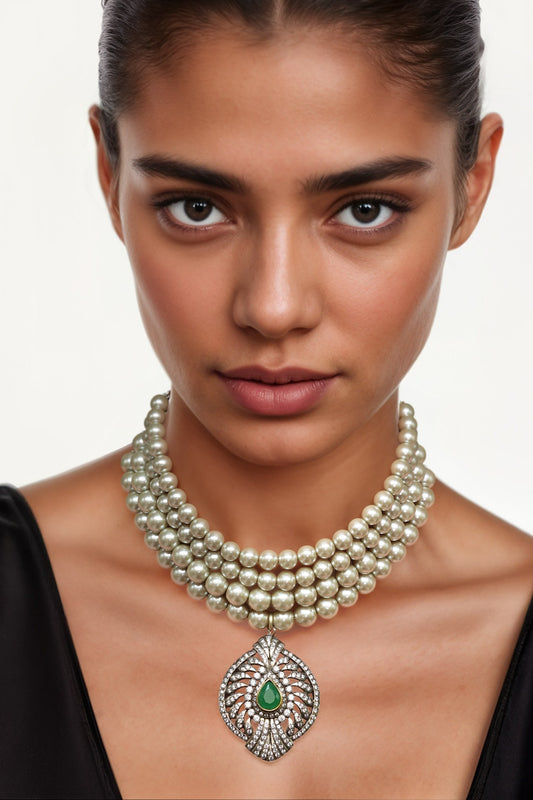 Designer Glass Pearl Necklace 