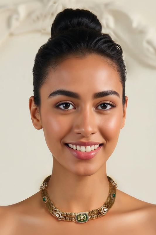 Gold Finish Kundan Necklace 