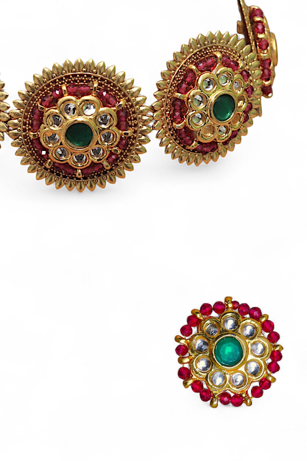 Gold Finish Kundan Polki Necklace Set 