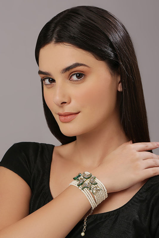 Gold Finish Kundan Bracelet 