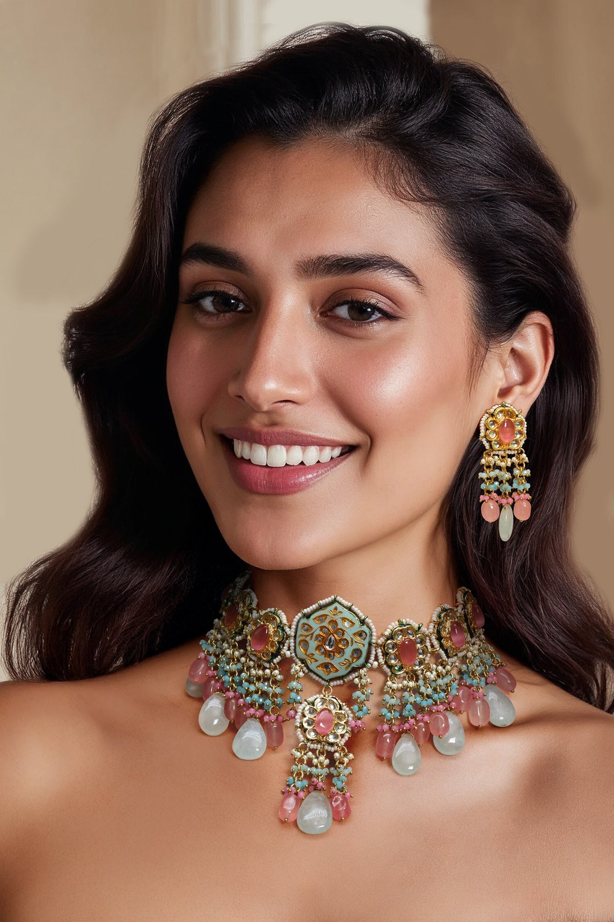Kundan Polki Necklace Set 