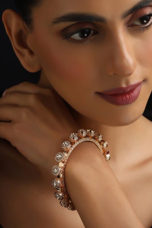 Rose Gold Polki Pacheli Kada 