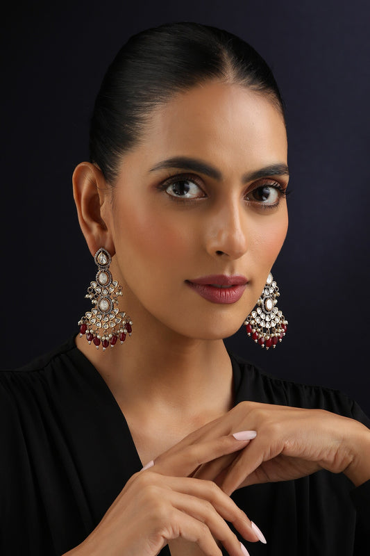 Red Victorian Polki Dangler Earrings 