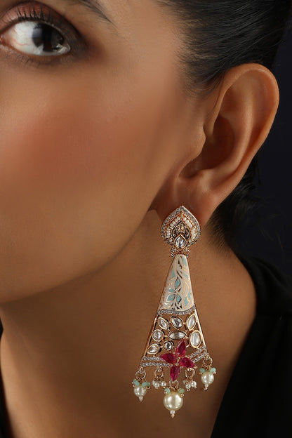 Red Polki Dangler Earrings 