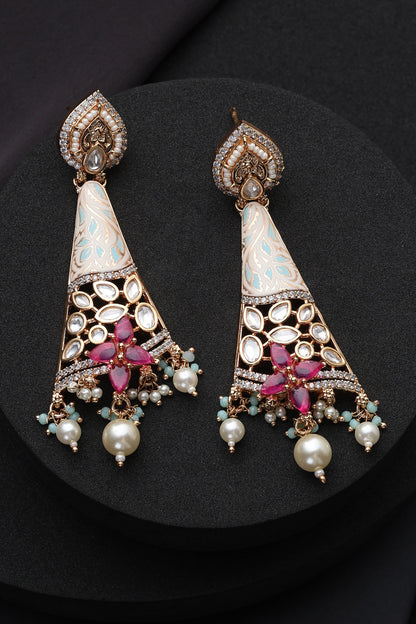 Red Polki Dangler Earrings 