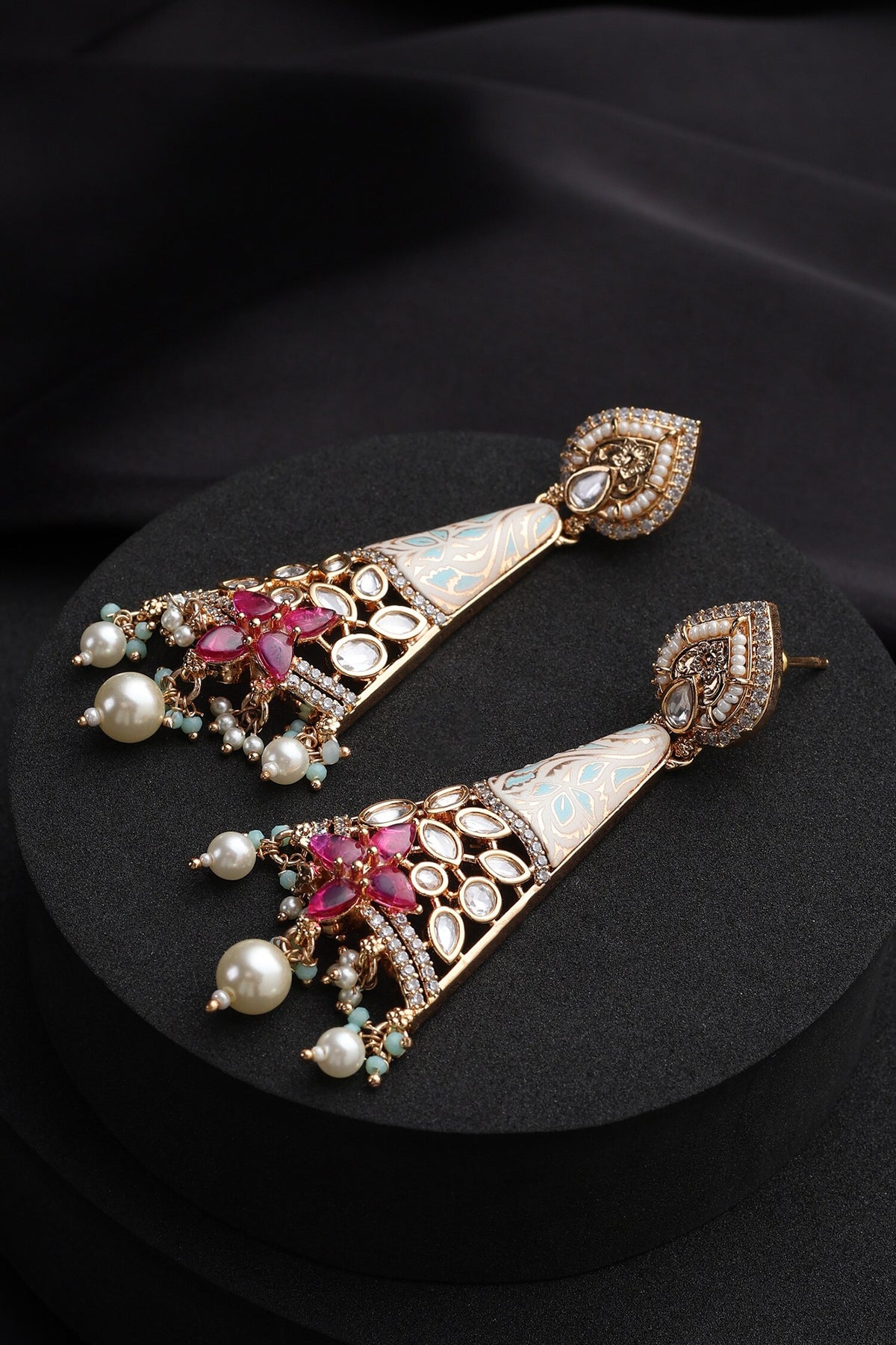 Red Polki Dangler Earrings 