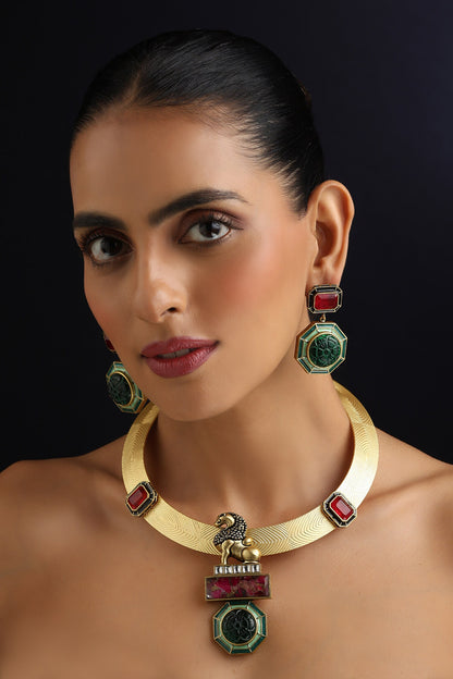 Emerald & Ruby Hasli Necklace Set 