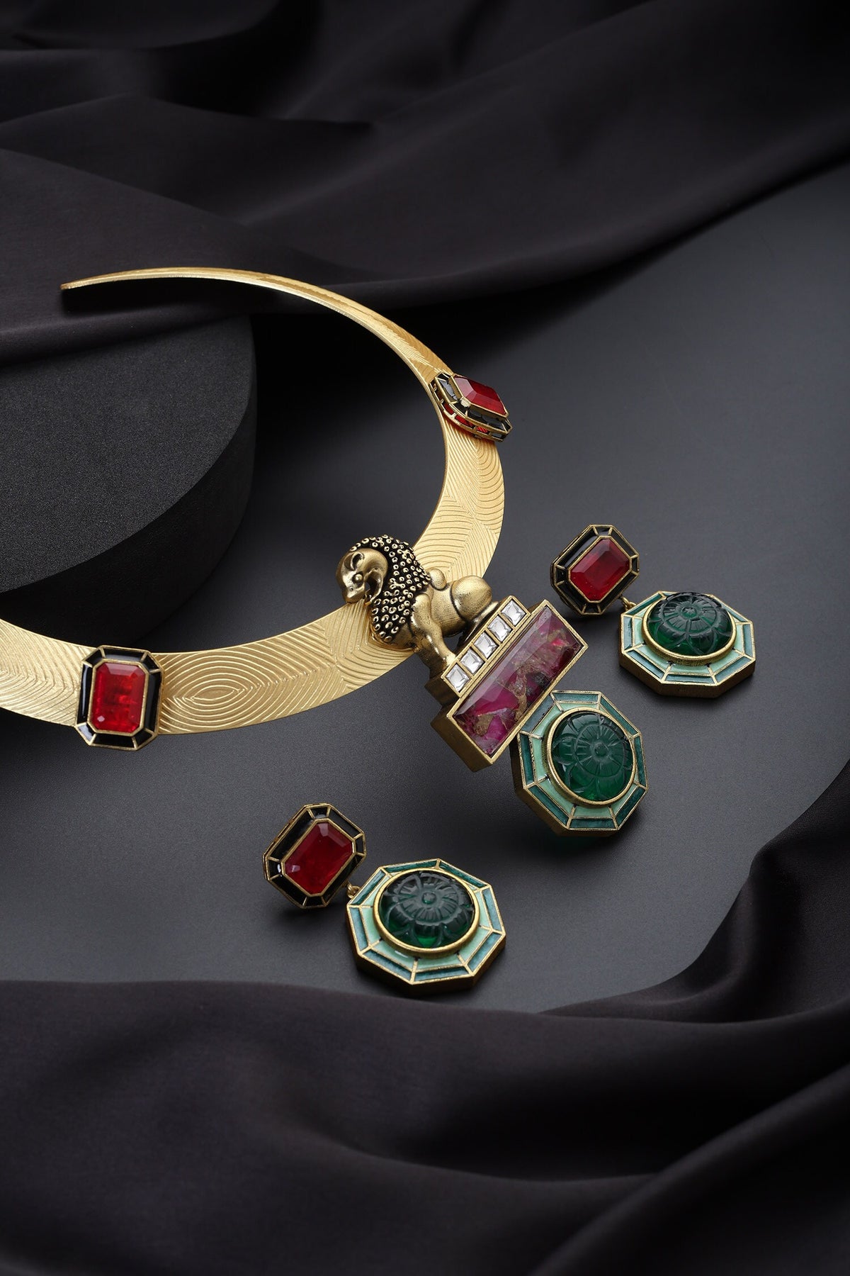 Emerald & Ruby Hasli Necklace Set 