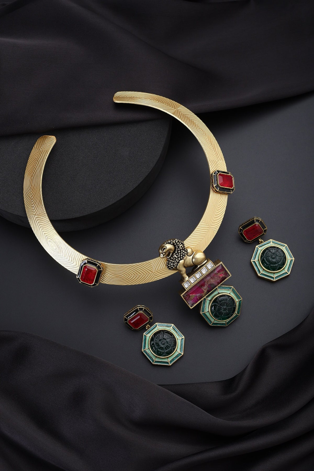 Emerald & Ruby Hasli Necklace Set 