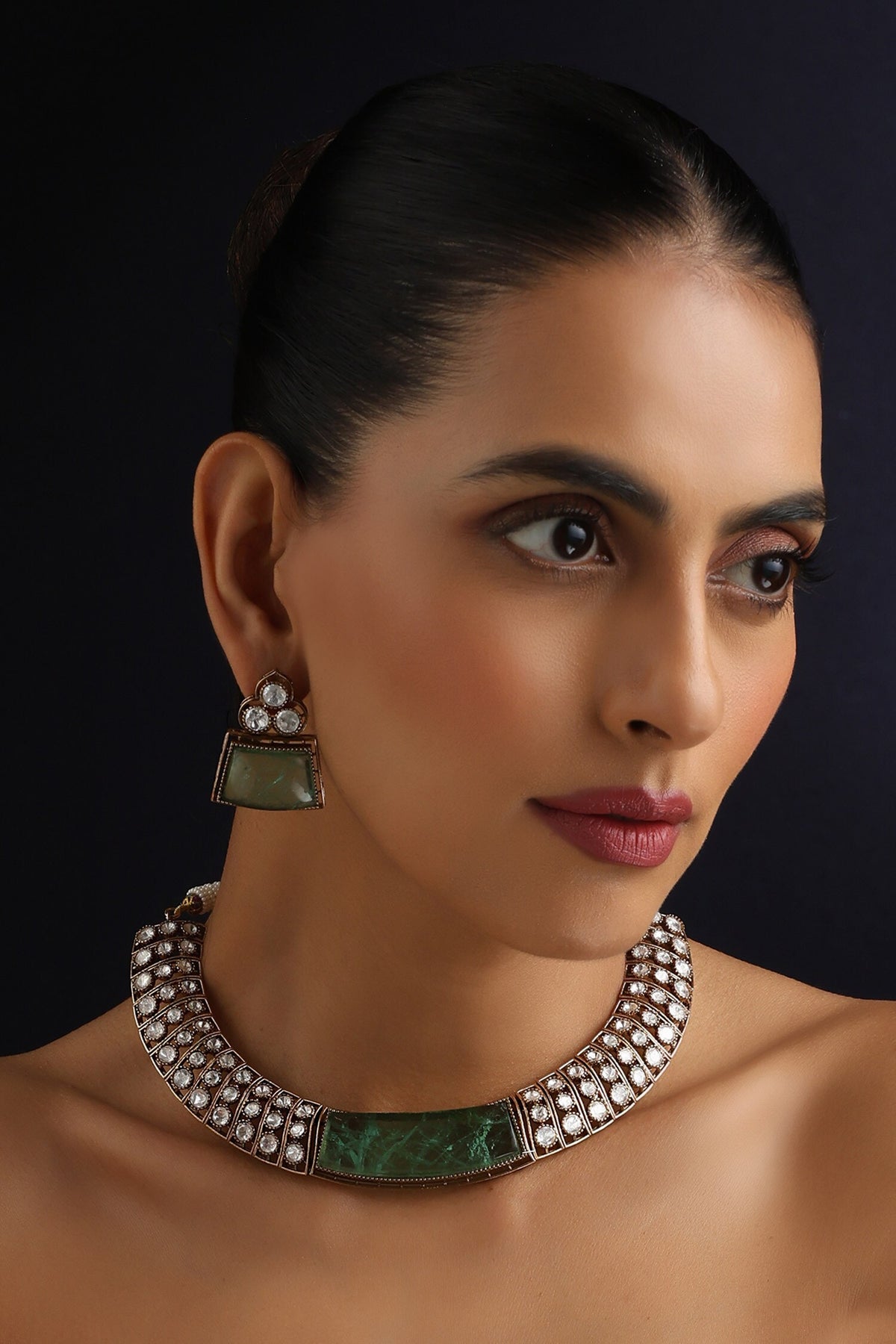Mint Polki Hasli Necklace Set 