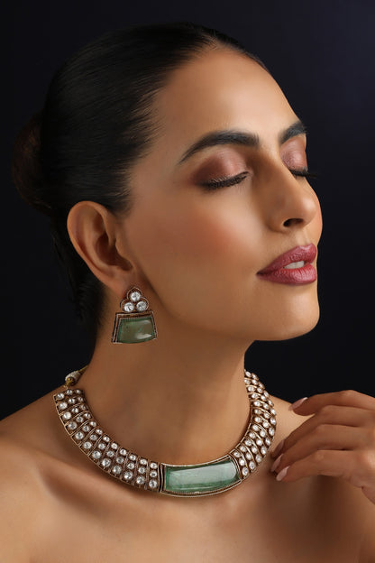 Mint Polki Hasli Necklace Set 