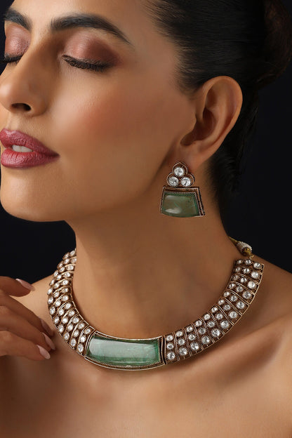 Mint Polki Hasli Necklace Set 