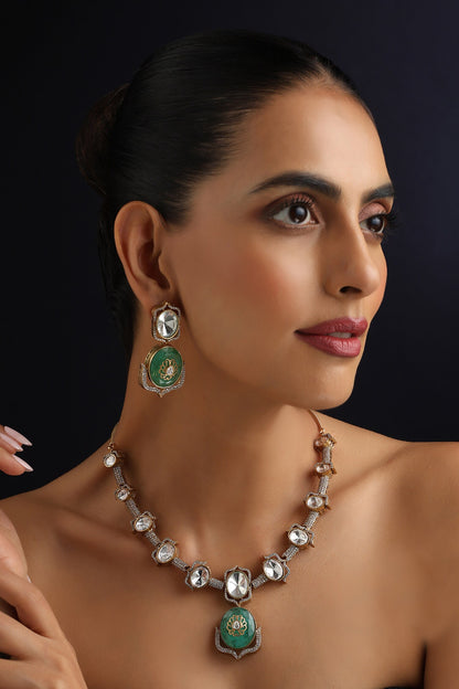 Mint Polki Hasli Necklace Set 