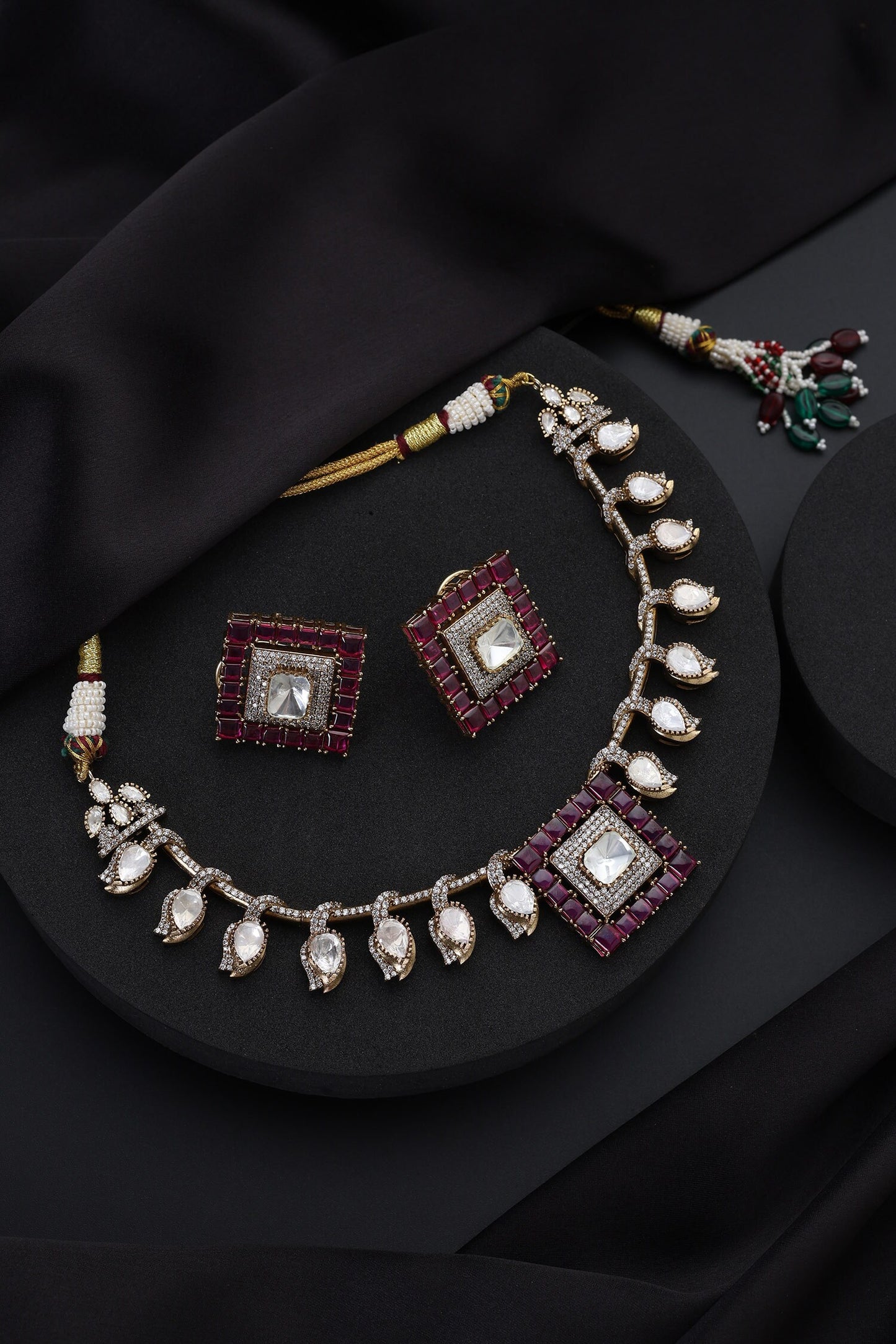 Ruby Polki Hasli Necklace Set 
