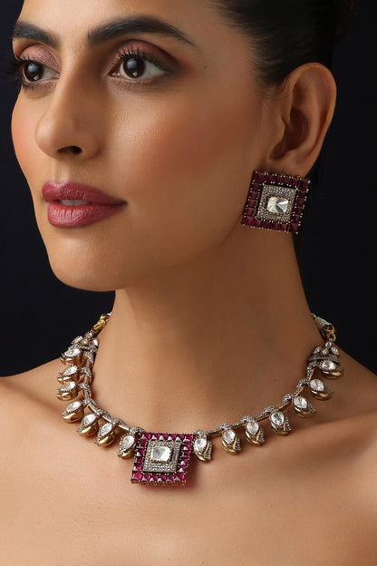 Ruby Polki Hasli Necklace Set 