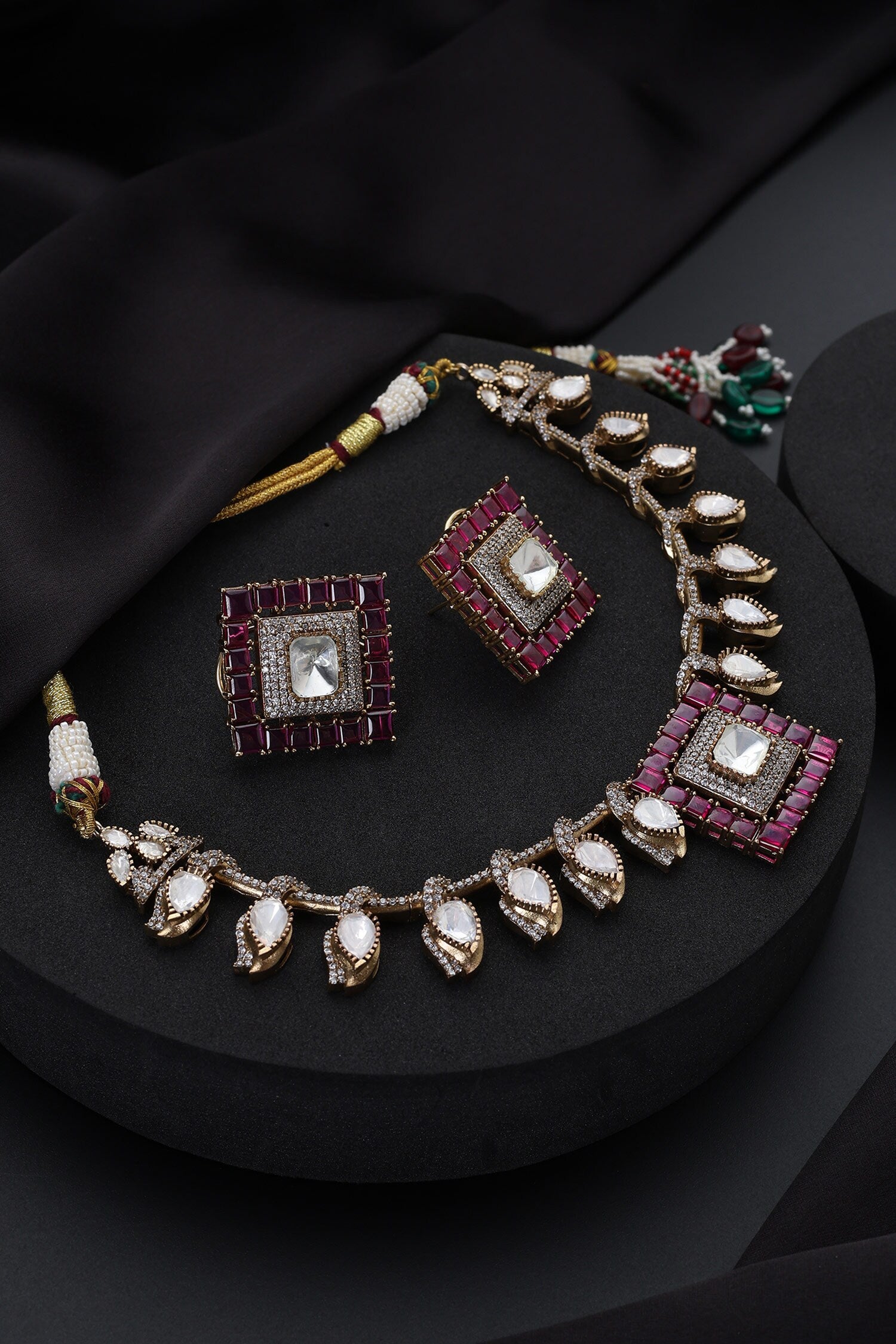 Ruby Polki Hasli Necklace Set 