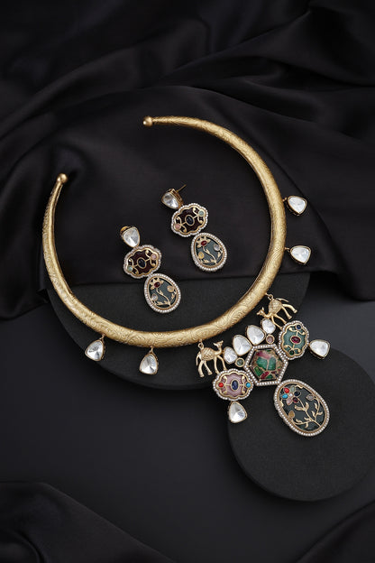 Multicolour Polki Hasli Necklace Set 