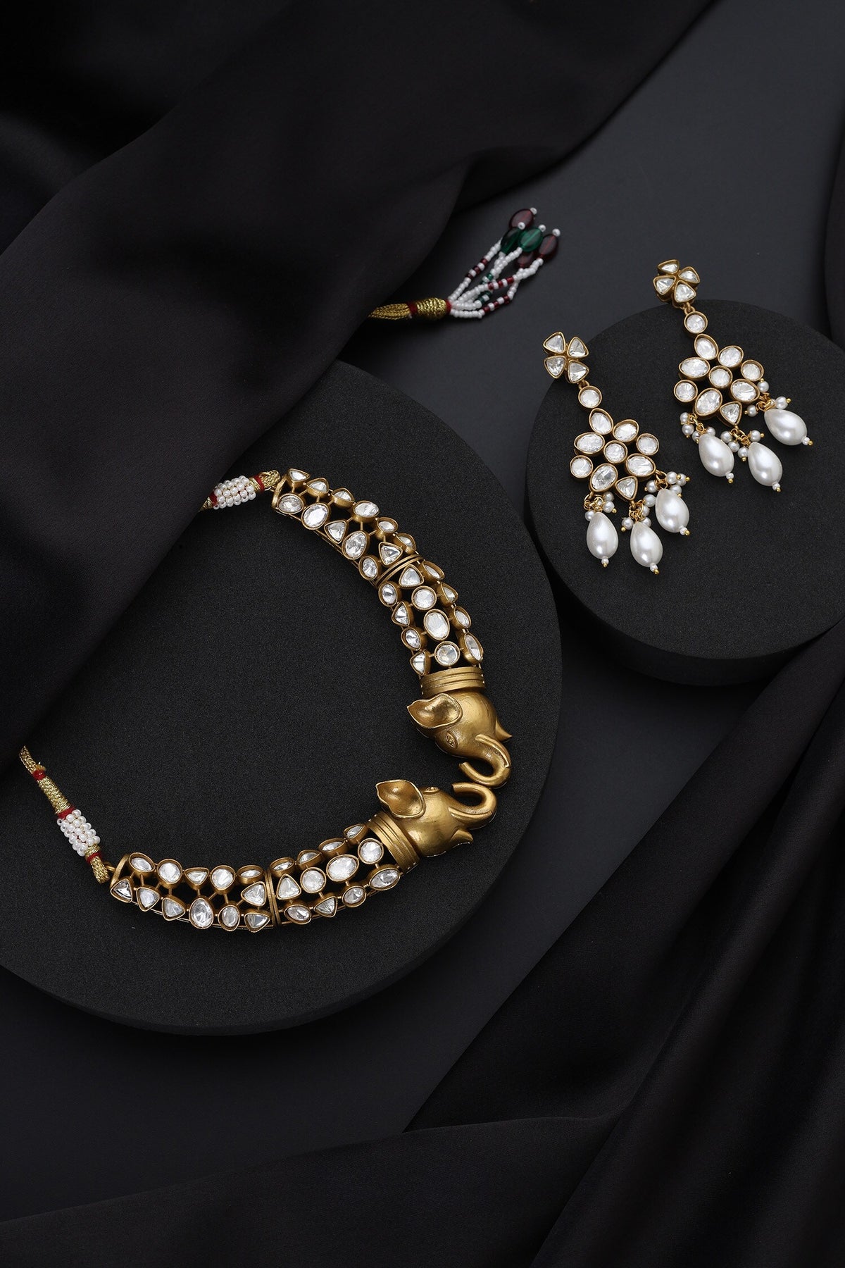 Gold Polki Hasli Necklace Set 