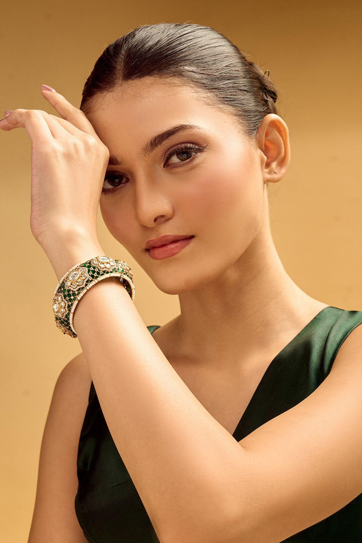 Green & Gold Embellished Bangle 