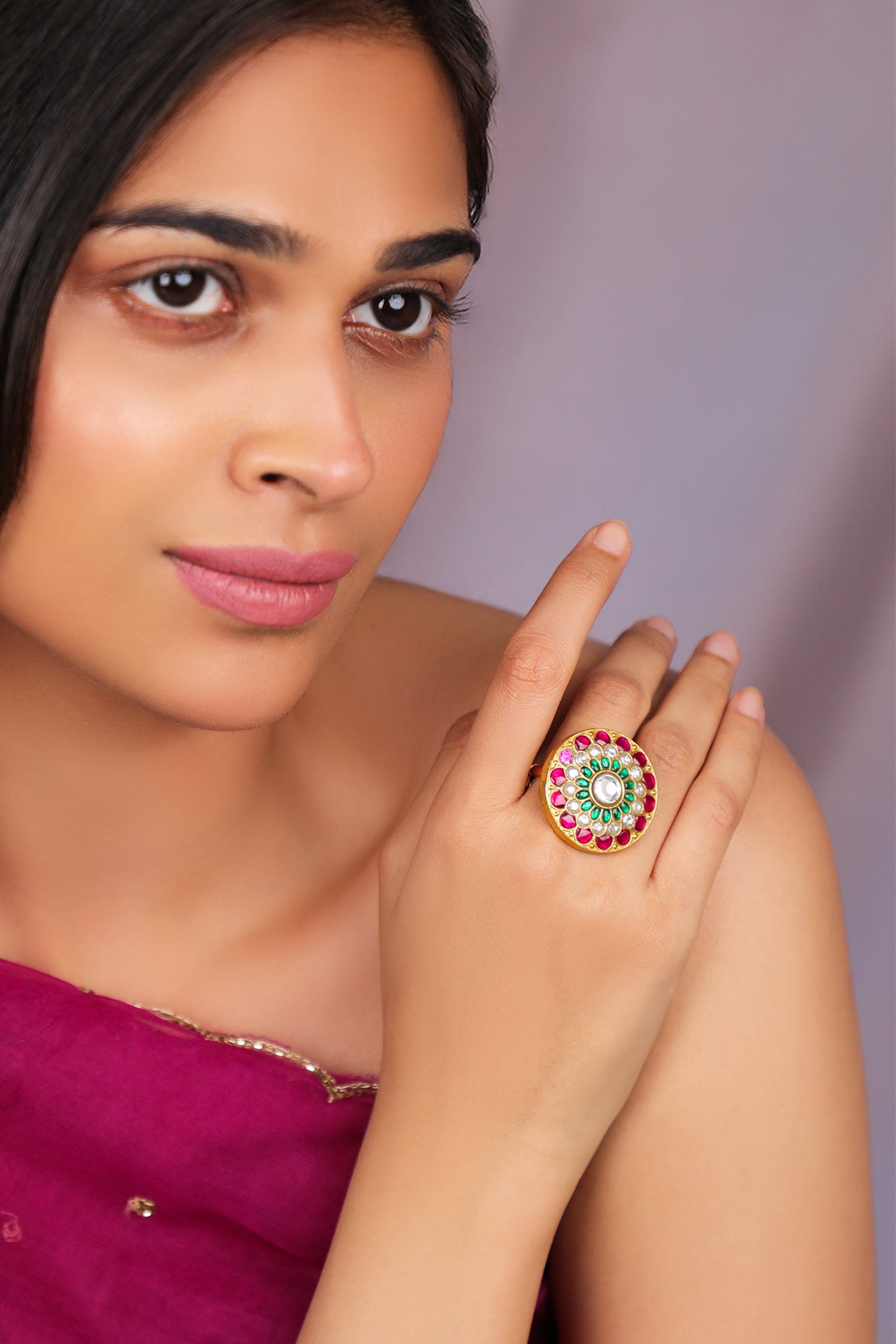 Multicolour Floral Ring 