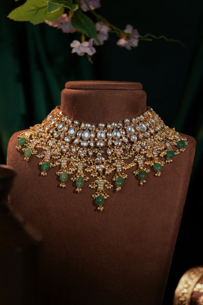 Jade Green Bridal Necklace With Jhumki Earings 