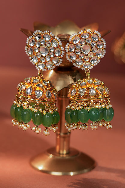 Jade Green Bridal Necklace With Jhumki Earings 