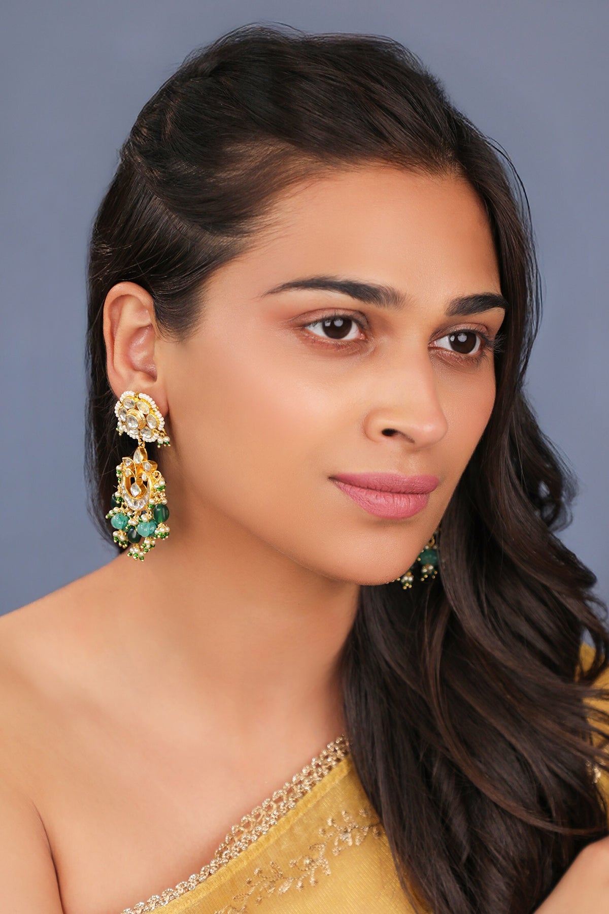 Shades Of Emerald Drops Choker Set 