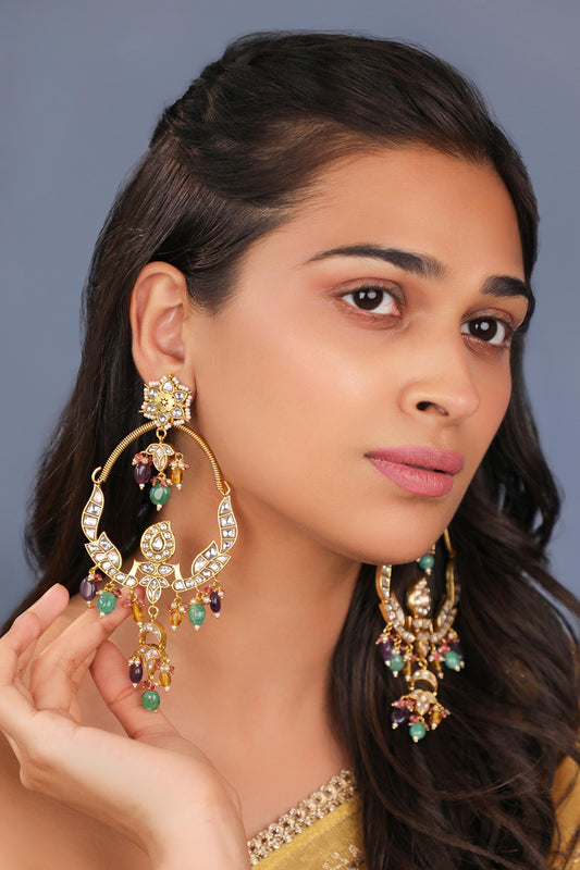 Chandbali Earings With Multicolour Beads 