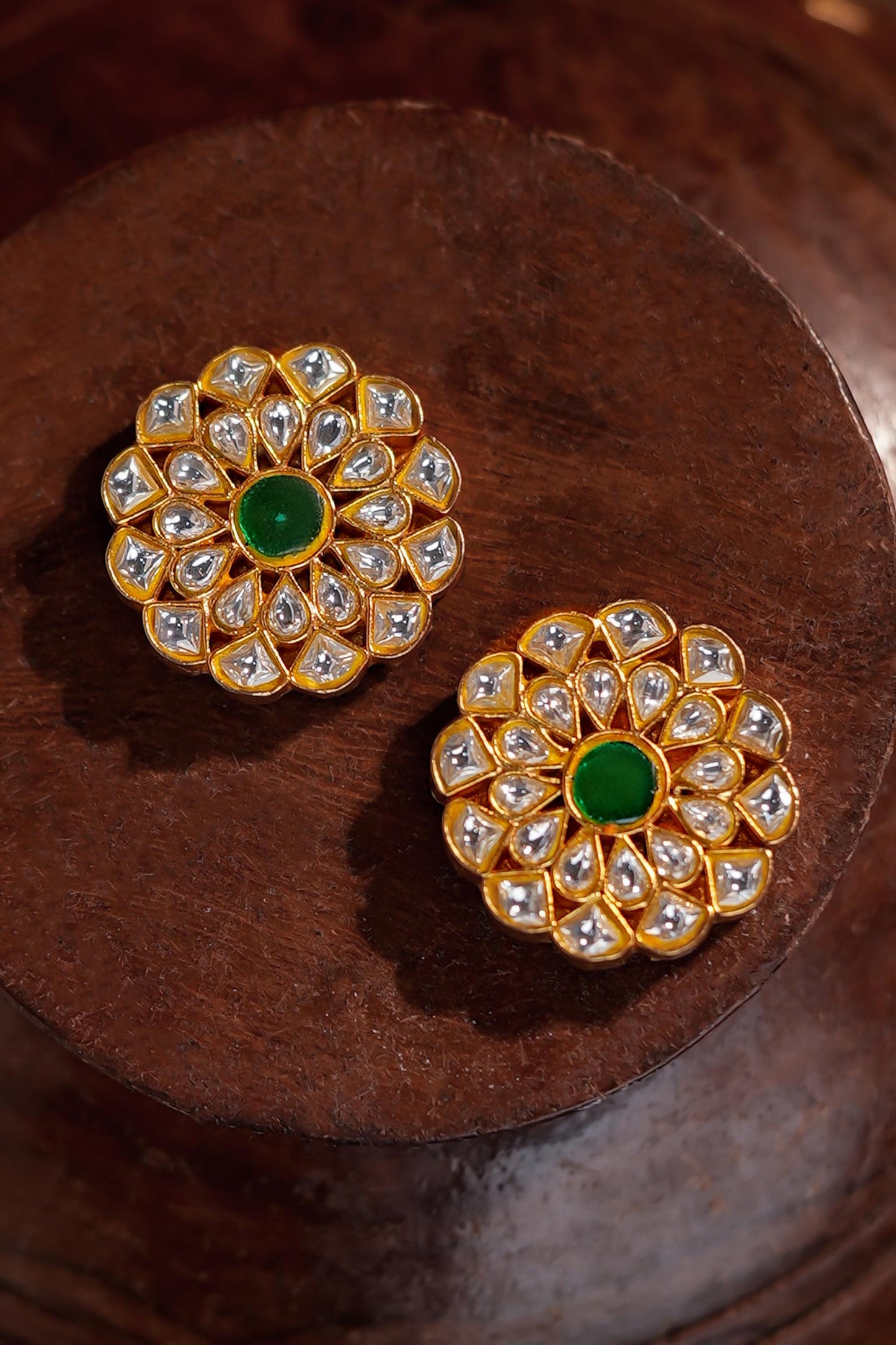 Floral Jadau Kundan Delicate Studs 