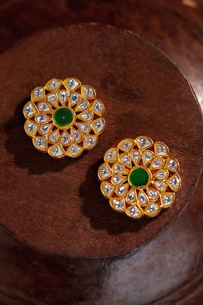 Floral Jadau Kundan Delicate Studs 