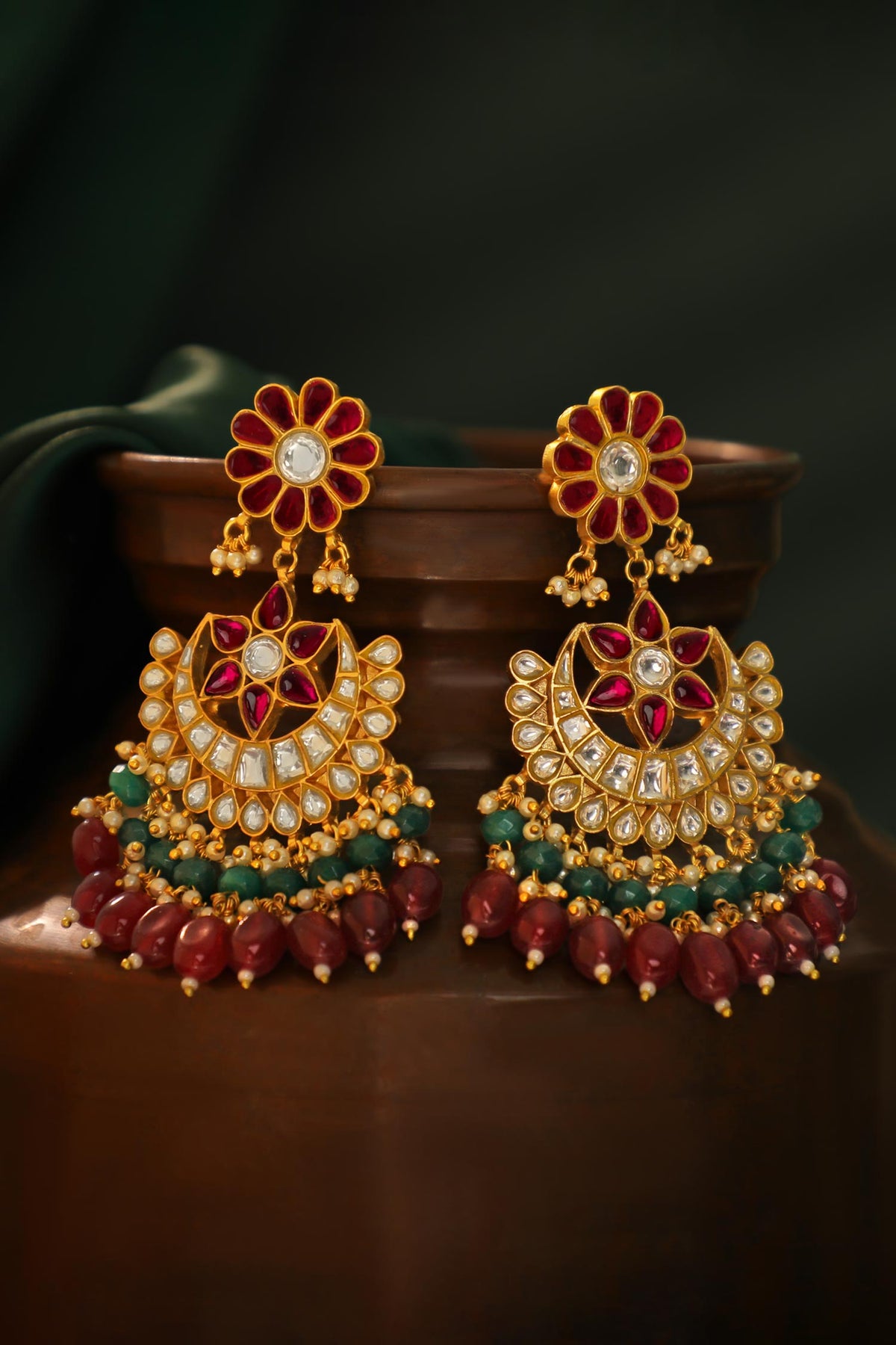 Silver Chandbali Drop Earings 