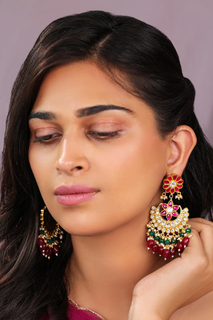 Silver Chandbali Drop Earings 