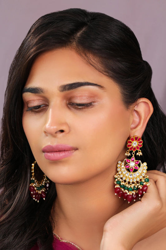 Silver Chandbali Drop Earings 