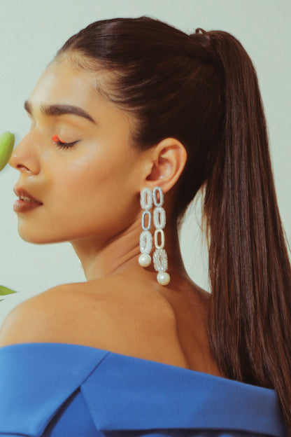 Glow Up Long Pearl Drop Earrings 