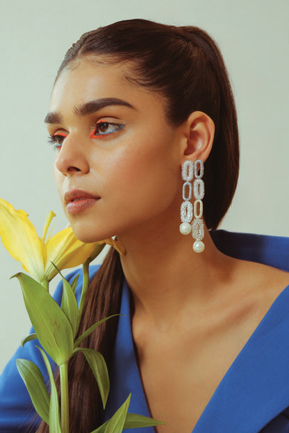 Glow Up Long Pearl Drop Earrings 