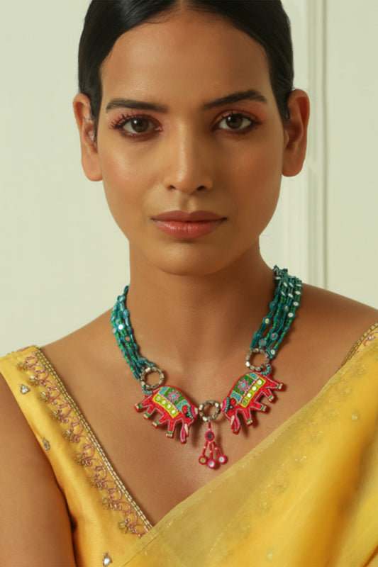 Multi Color Haathi Mere Saathi Necklace 