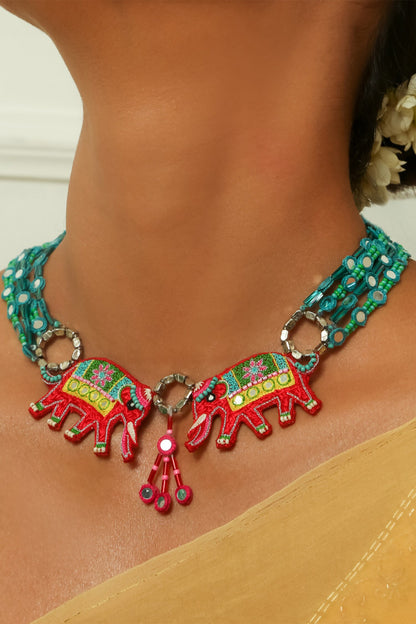 Multi Color Haathi Mere Saathi Necklace 