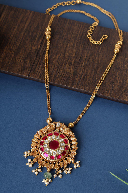 Kundan Peacock Pendant Necklace 