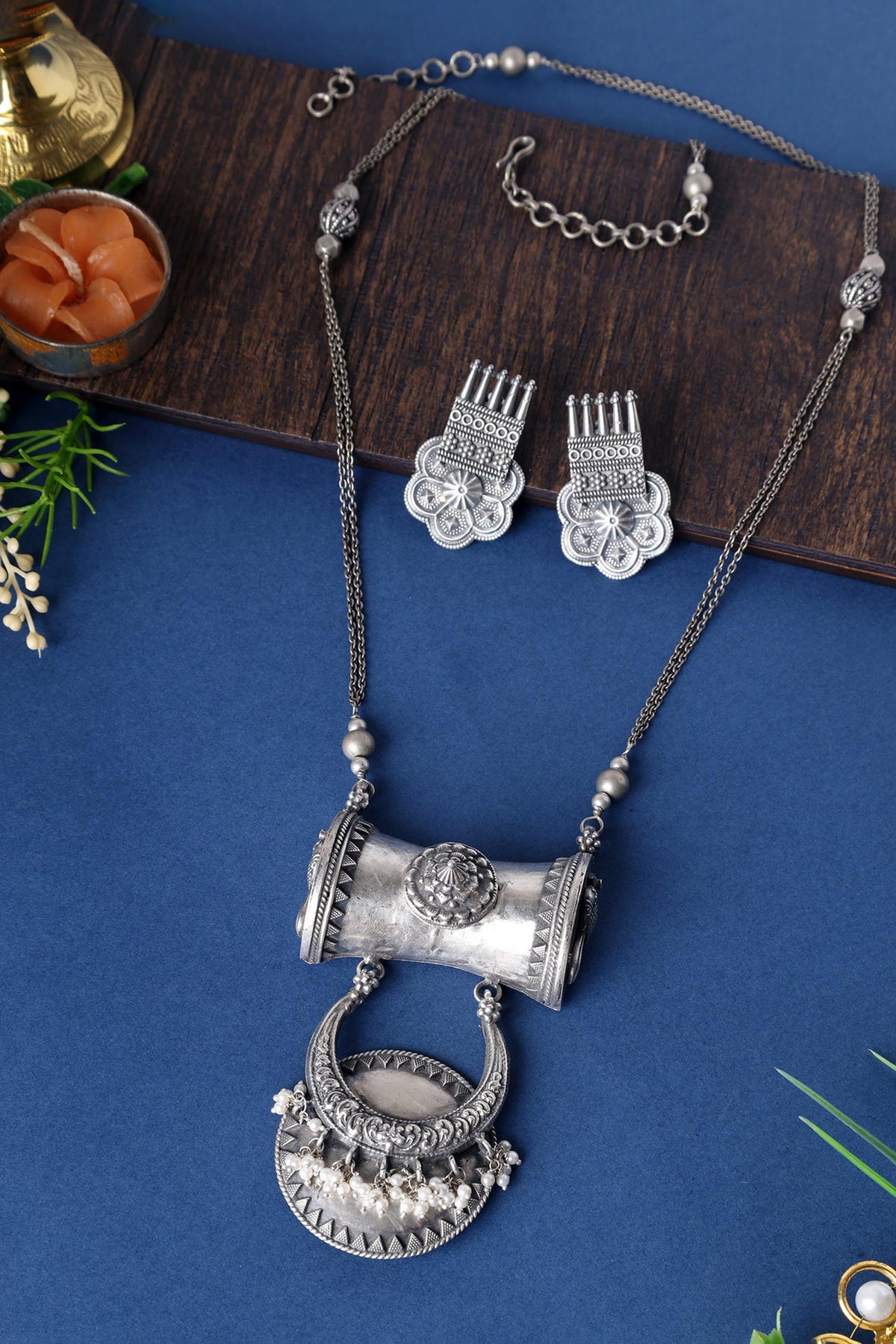 Tribal Long Pendant Necklace Set 