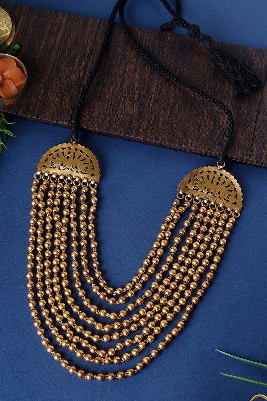 8 Layer 18k Gold Plated Beaded Necklace 