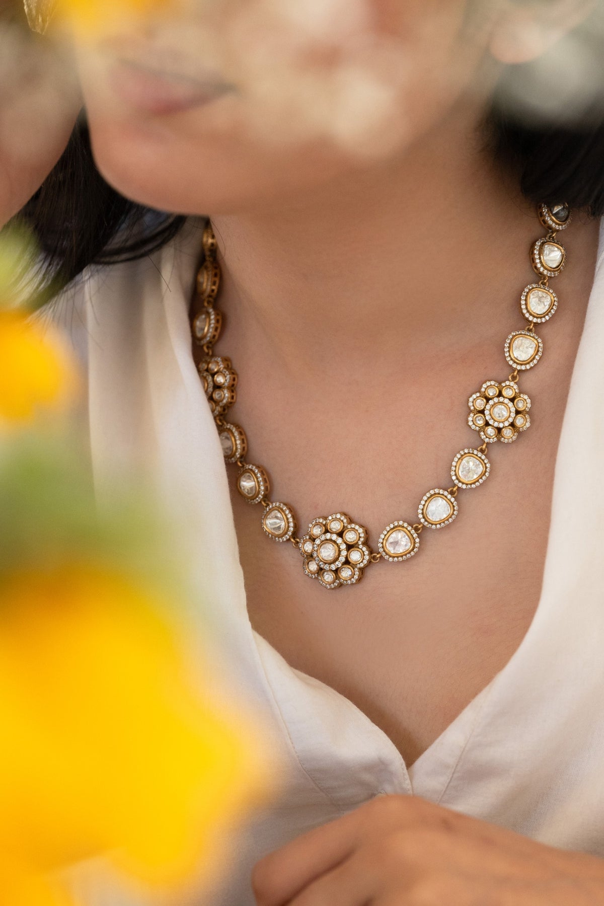 Floral Polki Necklace 
