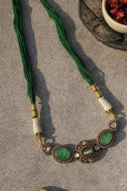 Floral Mint Polki Necklace 