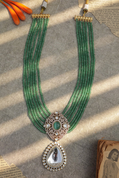 Floral Mint Polki Necklace 