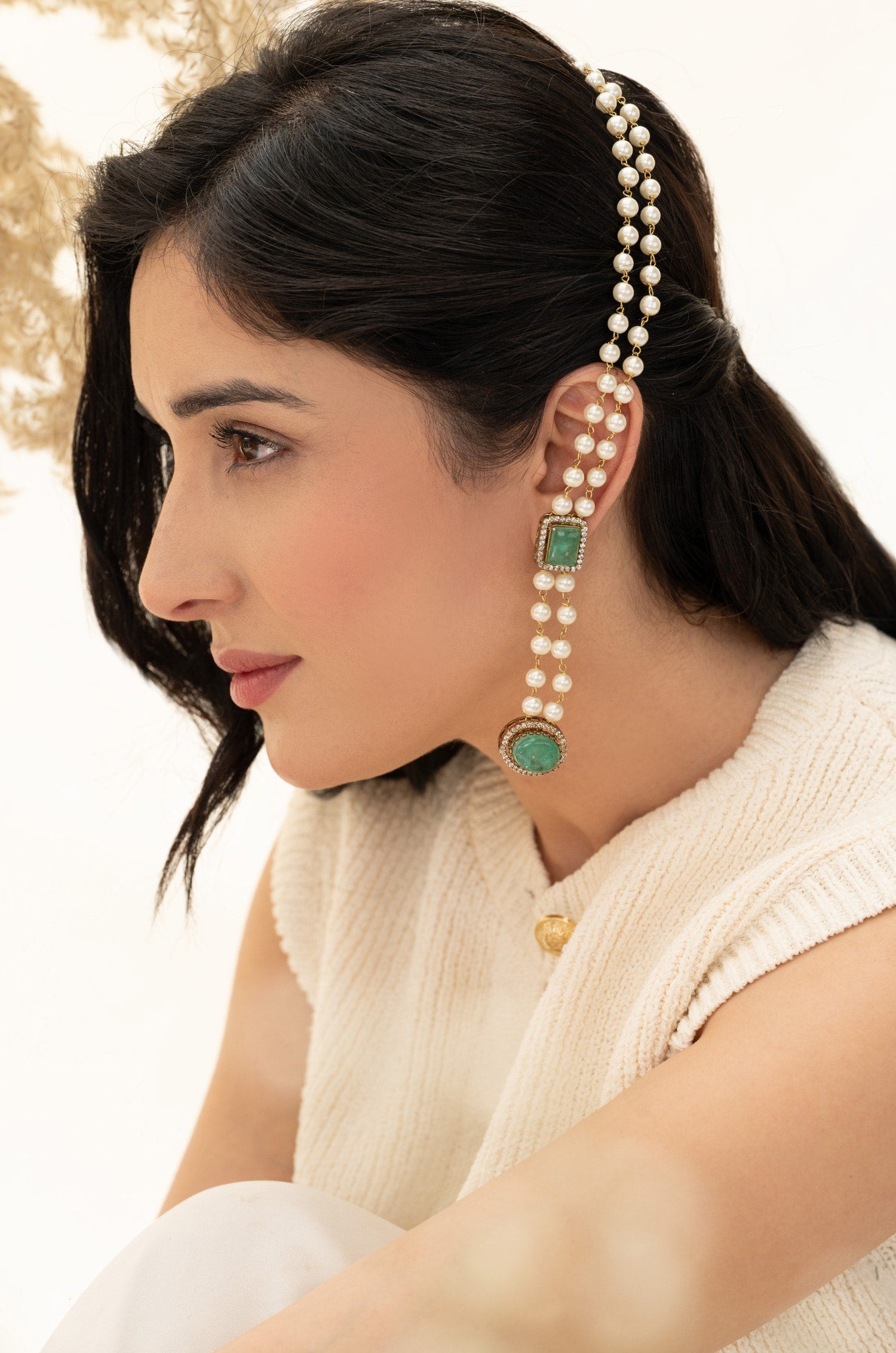 Statement Mint Pearl Earrings 